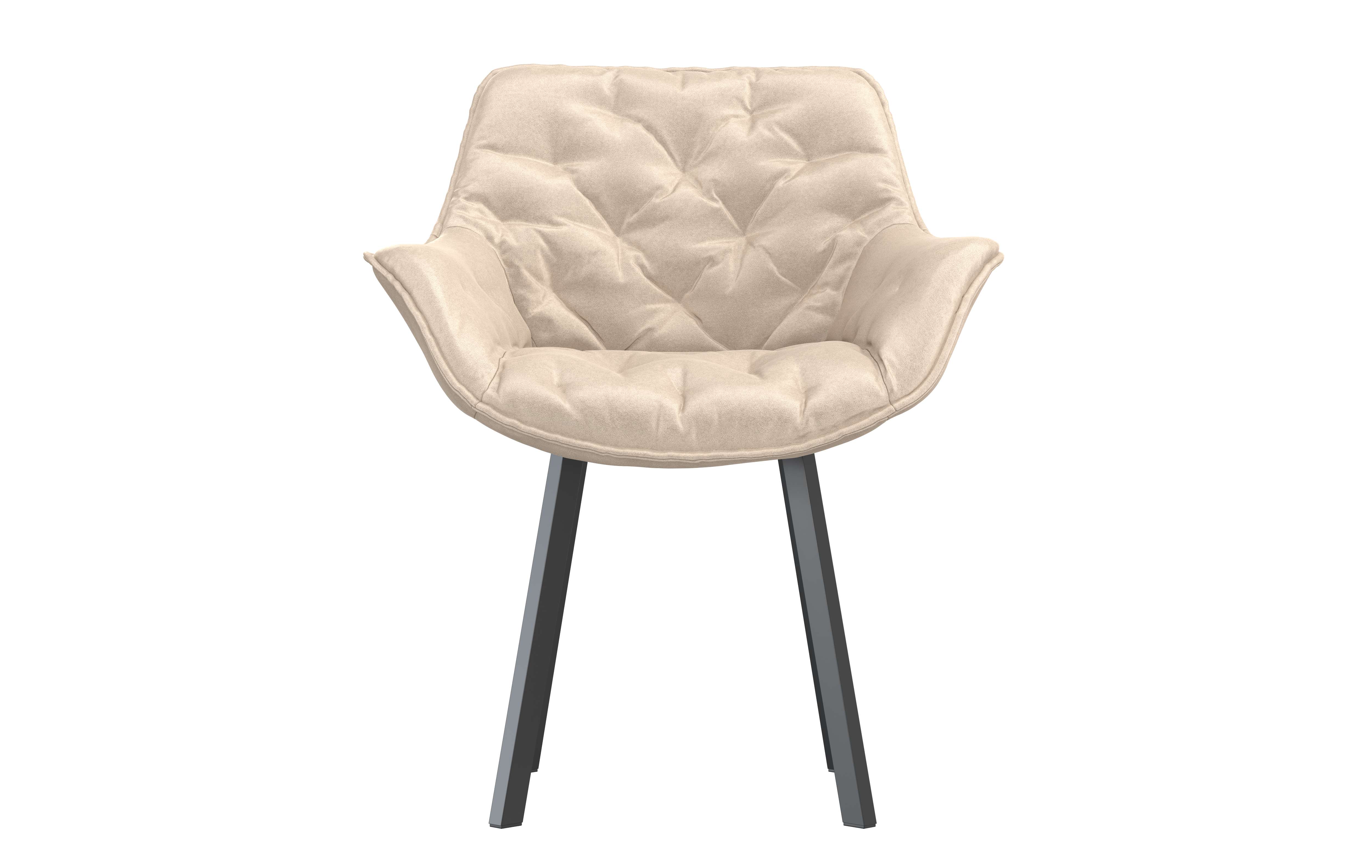 Стул Квинта велюр конфетти крем/Цвет металл черный